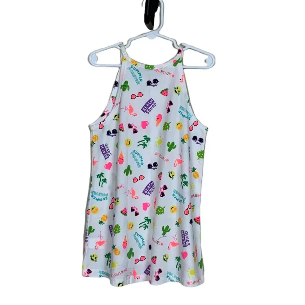 Children's Place Summer Print Halter Tunic Tank White Multi Size M